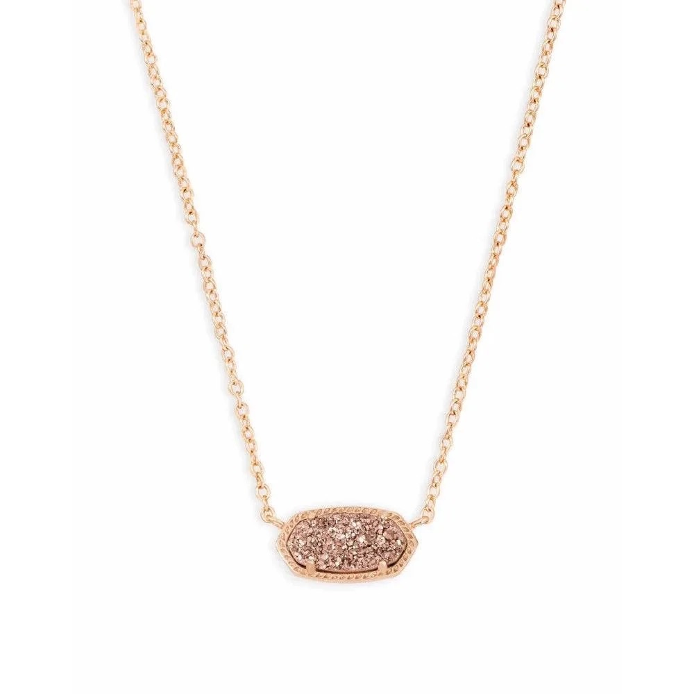 Kendra Scott Elisa Short, Pendant Necklace in Rose Rose Gold/ Rose Drusy
